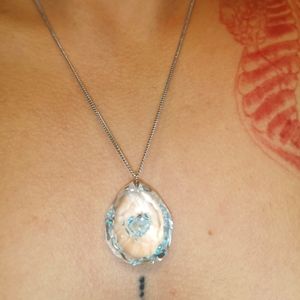 Swarovski teardrop crystal with blue heart